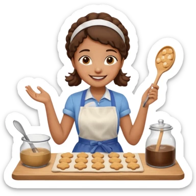 light brown skinned girl making cookies sticker