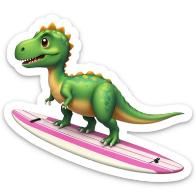 dinosaur on surf board sticker