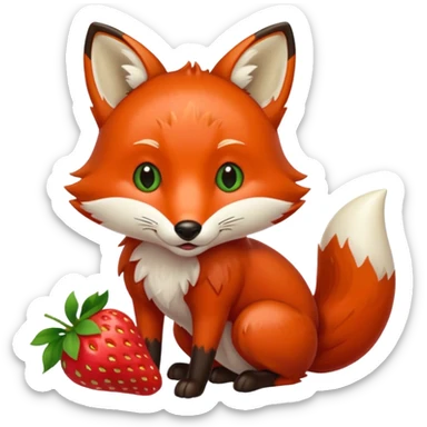 fox eating strawberries sticker