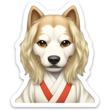 hot-guy-noh-dog-mask-longhair-japanese-kimono sticker
