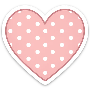 heart with a pink polka dot pattern, clean digital illustration, no background sticker