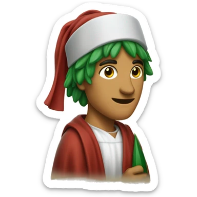 Dante Alighieri with a green laurel wreath on his head and holding a scroll in his hand sticker