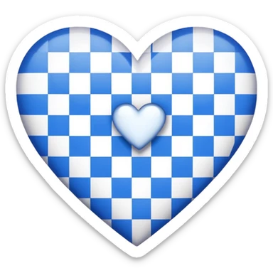 A blue and white checkered heart sticker