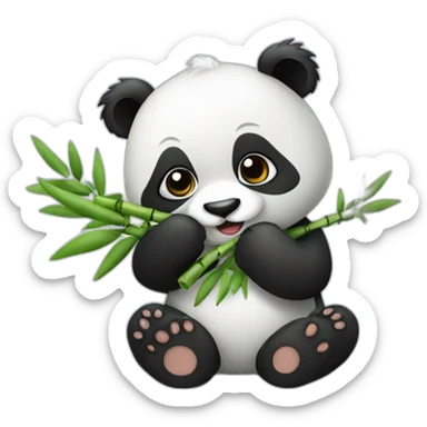 A cute panda eating bamboo sticker