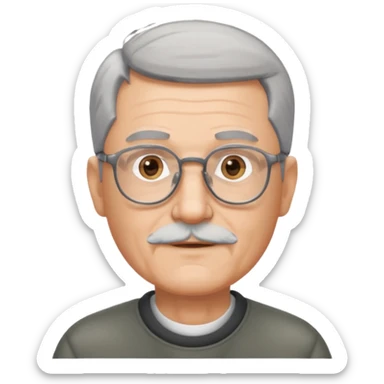 Homme 66 ans cheveux gris en brosse et barbe grise de trois jours lunettes  sticker