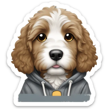 Bernedoodle puppy in a hoodie sticker