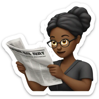 black woman reading newspaper sticker