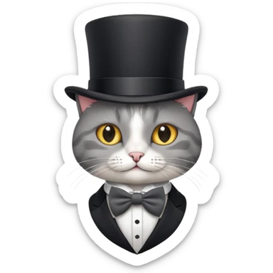 cat with ties and hat sticker