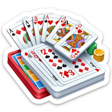 Canasta card game with a pile of cards and score pad sticker