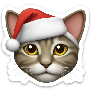 cat wearing a Santa hat sticker