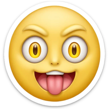 Generate an emoji with yellow lazer eyes, with his tongue out sticker