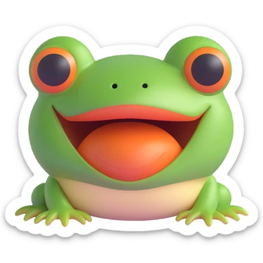 3D emoji style frog face, winking, playful expression, simple and cute sticker