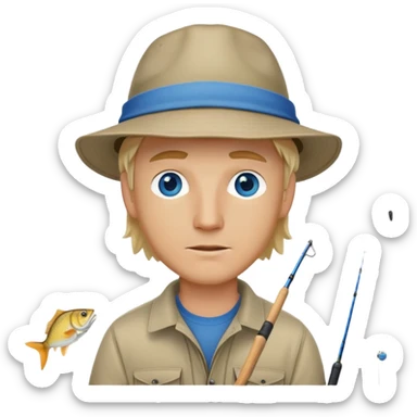 Blonde hair and blue eyed white guy fishing sticker