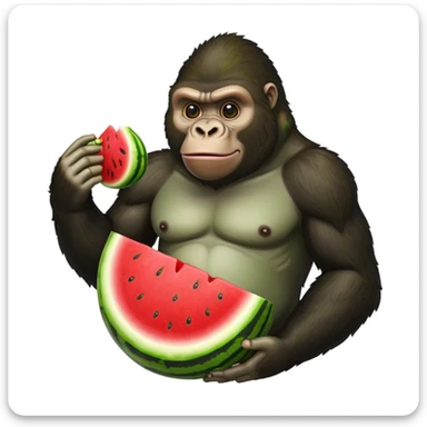 a gorrila with a watermelon body sticker