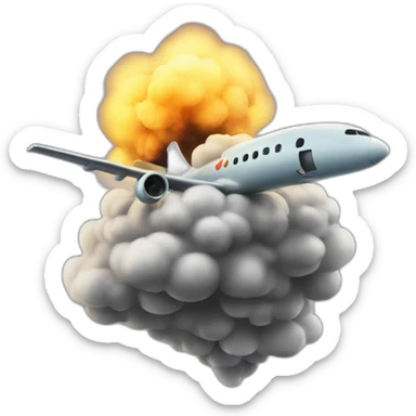 Bomb with plane coming out of the smoke sticker
