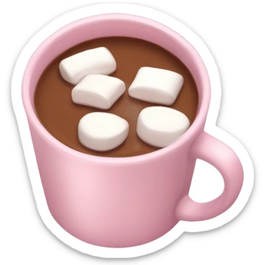 Light Pink mug of hot chocolate with marshmallows  sticker