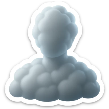 person made entirely of convex fluffy clouds, shoulder up, no background sticker