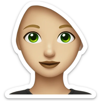 blondy girl with green eyes and septum nose in black tshirt sticker