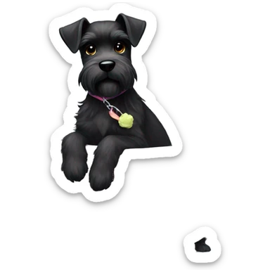 Miniature black schnauzer having a spa day sticker