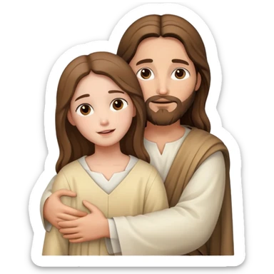 Jesus hugs a girl sticker