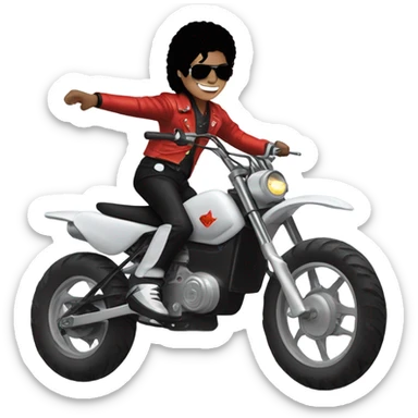 Michel Jackson on an electric dirt bike sticker