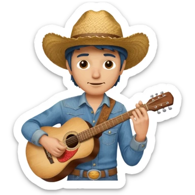 Cowboy playing guitar  sticker