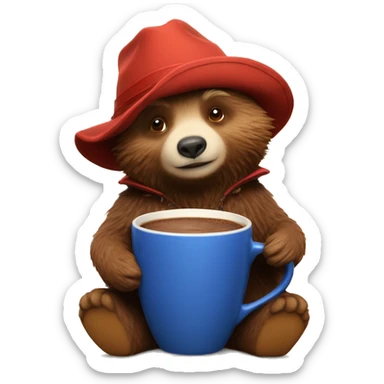 Paddington with a cup of cocoa sticker
