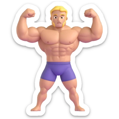 muscular shirtless character flexing sticker