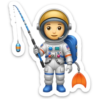 Cartoon Astronaut flyfishing sticker