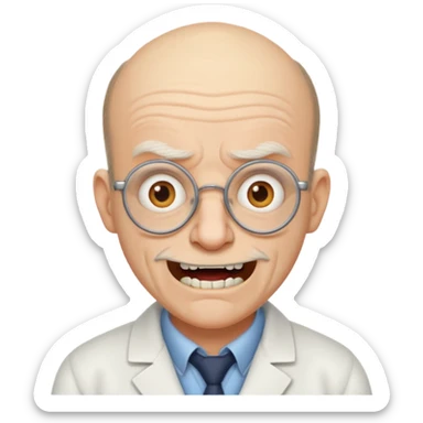  Crazy balding Snaggletoothed mad professor sticker