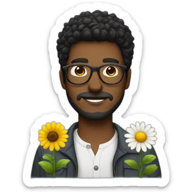 white-guy-giving-a-flower-dark-hair-with-hipster-glasses sticker