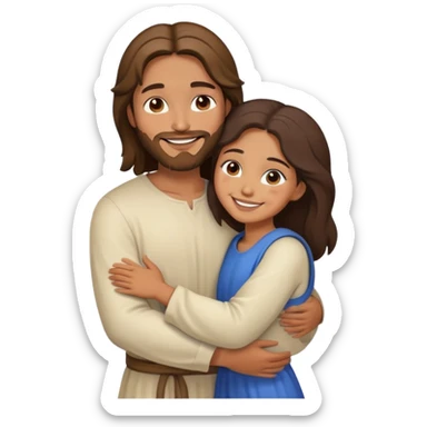 Jesus hugging mixed girl sticker