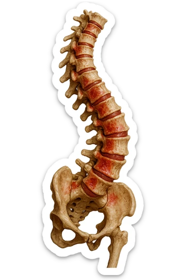 spina dorsale infiammata e storta, scoliosi, iperrealistico 4k sticker