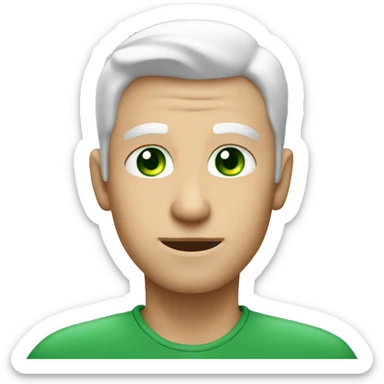 White male with green eyes headshake sticker