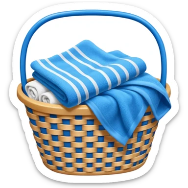laundry basket with blue towels sticker