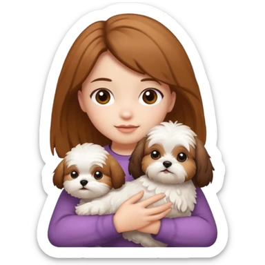 Girl holding shitzu sticker