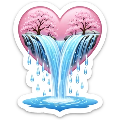 sakura heart with a sparkling waterfall sticker