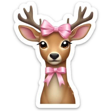deer with light pink ribbon  sticker