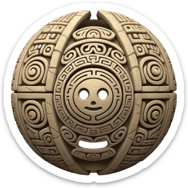 round Mayan ball with ancient decorative motifs sticker