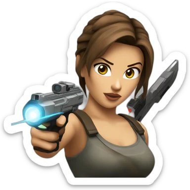 lara croft with saber laser sticker