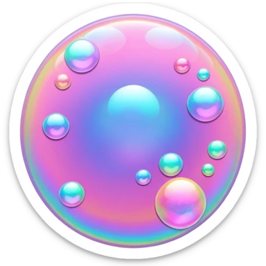 pink holographic bubbles glittter sticker