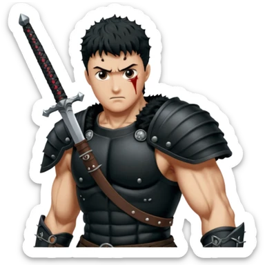 Guts del manga de berserk con su estilo característio sticker