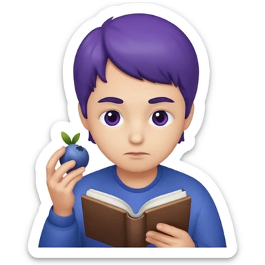 Arándano concentrado leyendo fruta sticker