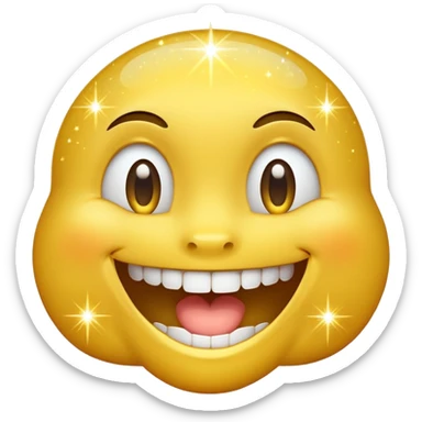 Smily face with teeth and sparkles around it sticker