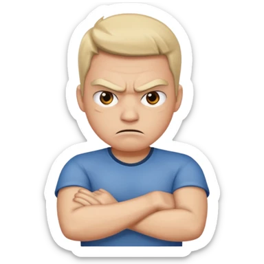 angry face crossing arms sticker