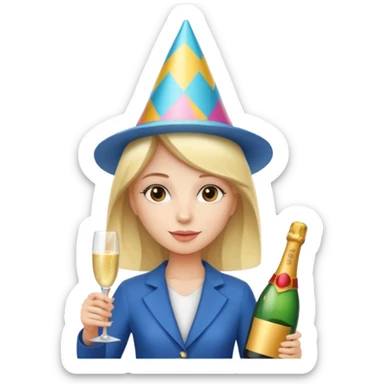 girl with Champagne bottle sticker