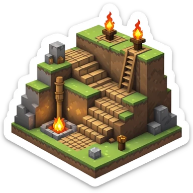 isometric Minecraft mineshaft sticker