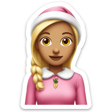 classic girl Pink Christmas elf sticker