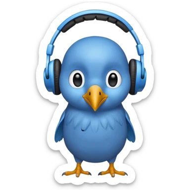 blue kiwi bird ai agent with headphone sticker