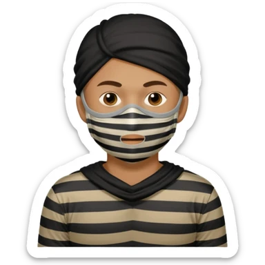 thief, with stripped shirt, facemask, thief mask. sticker